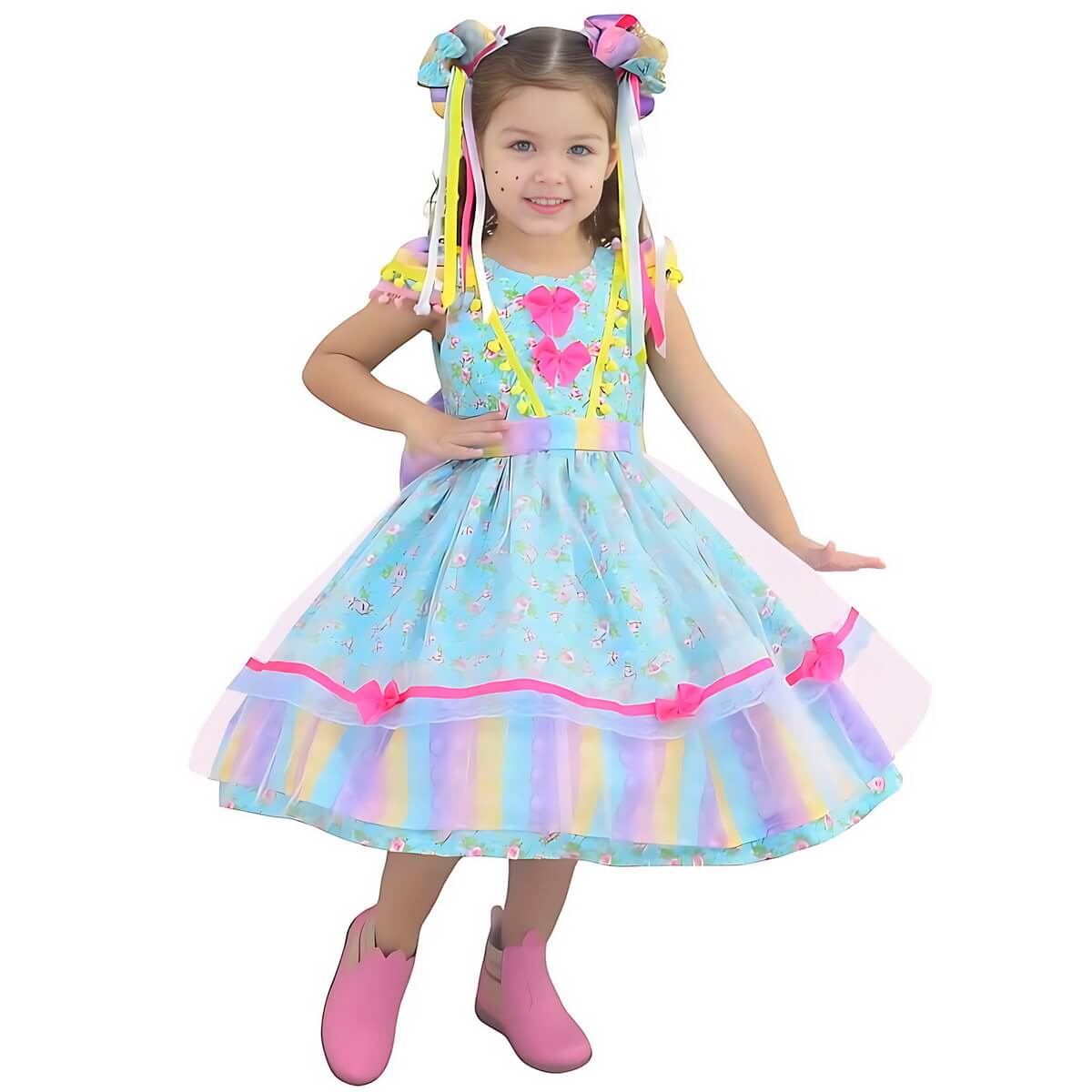 Vestido infantil de festa junina para quadrilha e São João