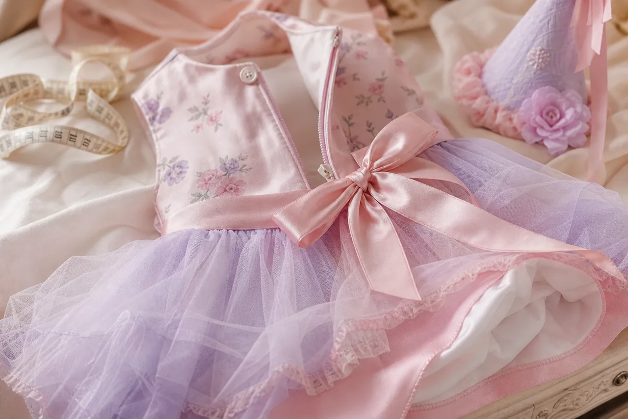 Detalhes de tule, forro, laço, zíper e medida de vestido infantil para aniversário
