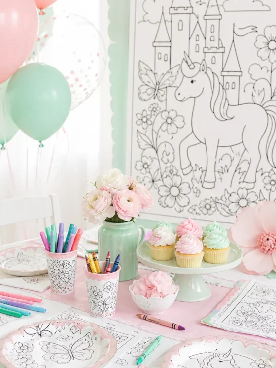 Festa livro de colorir: decoração e look infantil