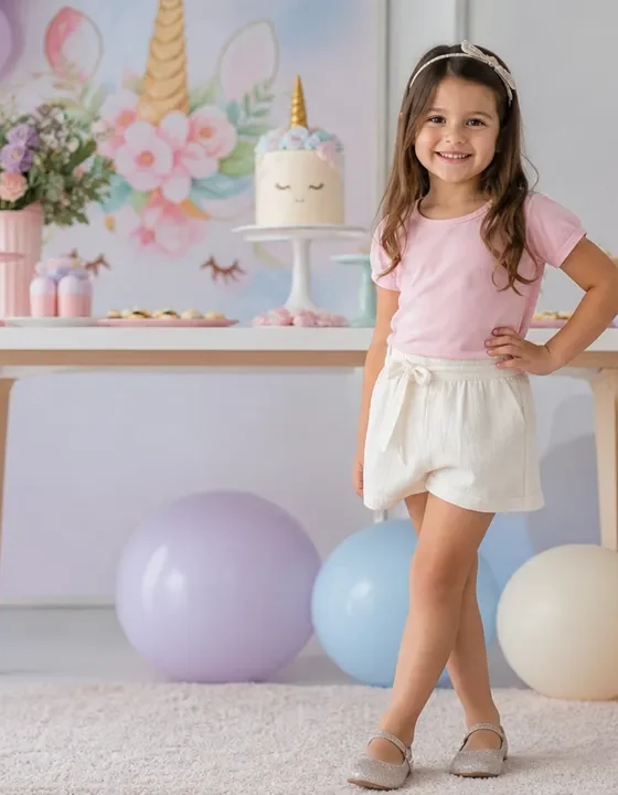 Look infantil feminino para aniversário no Alpes, Goiânia: ideias com conforto