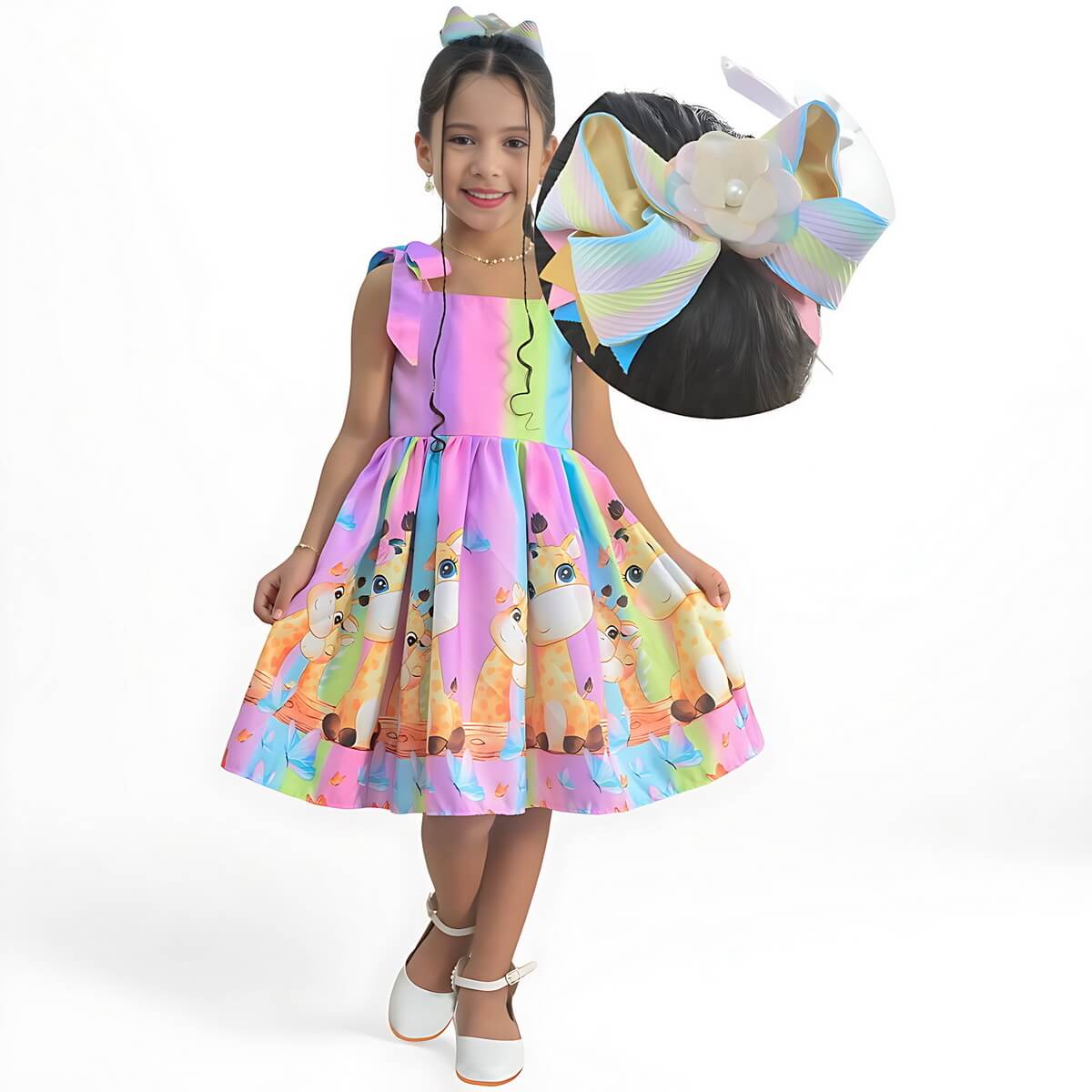 Vestido Girafa Cute infantil vendido na Moderna Meninas