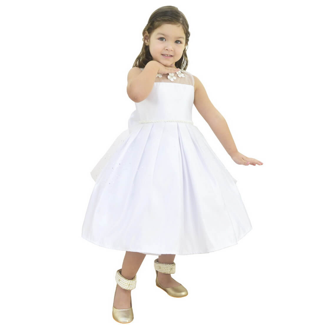 Vestido Infantil Branco Tule Ilusion - Casamento Formatura vendido na Moderna Meninas