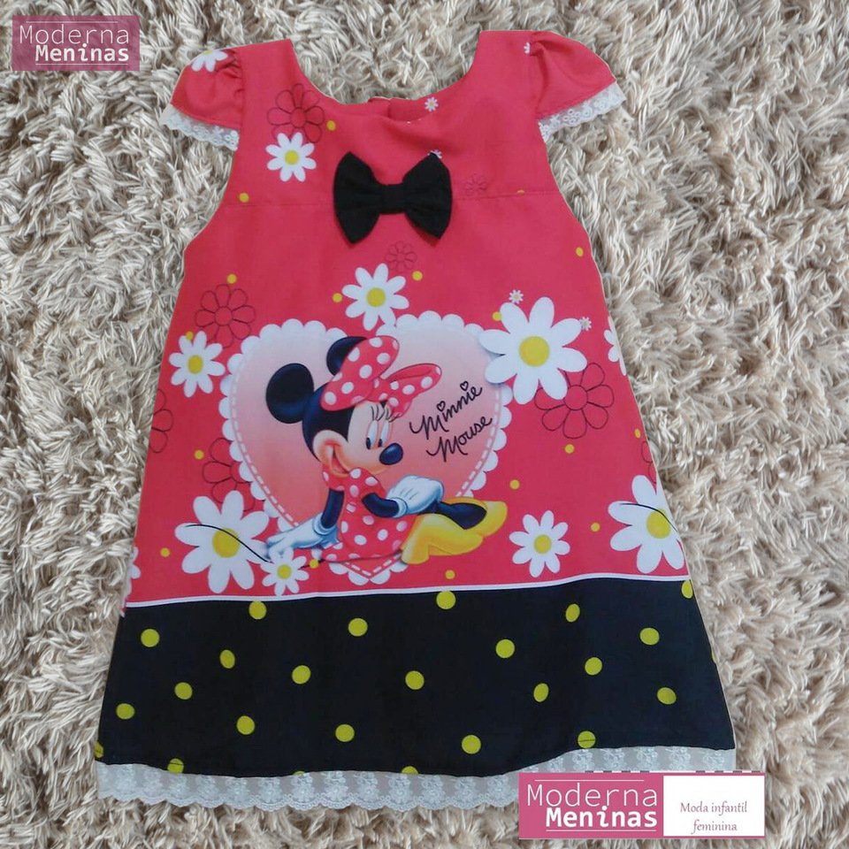 Vestido festa infantil da Minnie vermelha vendido na Moderna Meninas