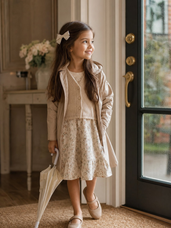Roupa infantil para dia de chuva: conforto, camadas e foto bonita