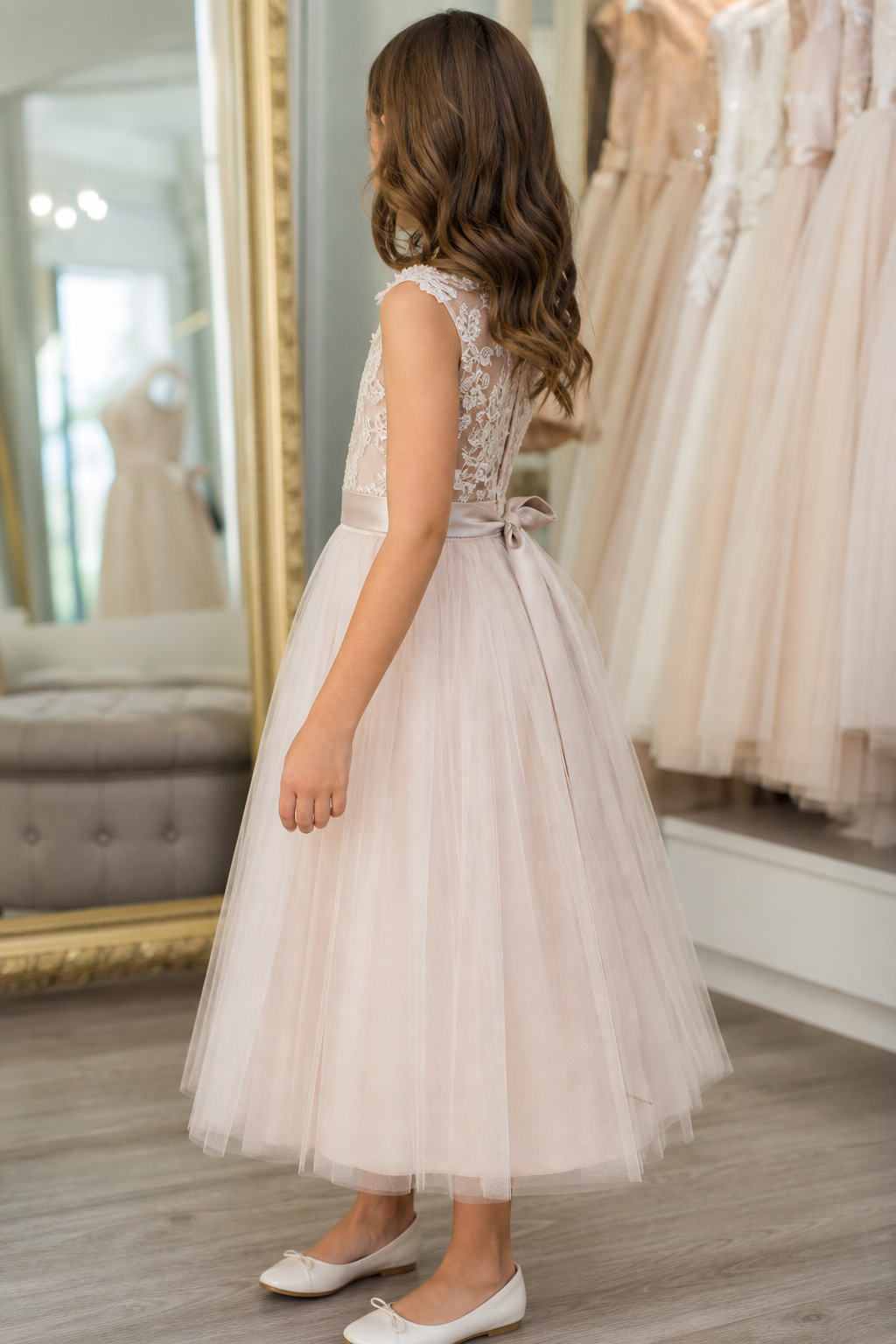 Vestido infantil de daminha com acabamento delicado