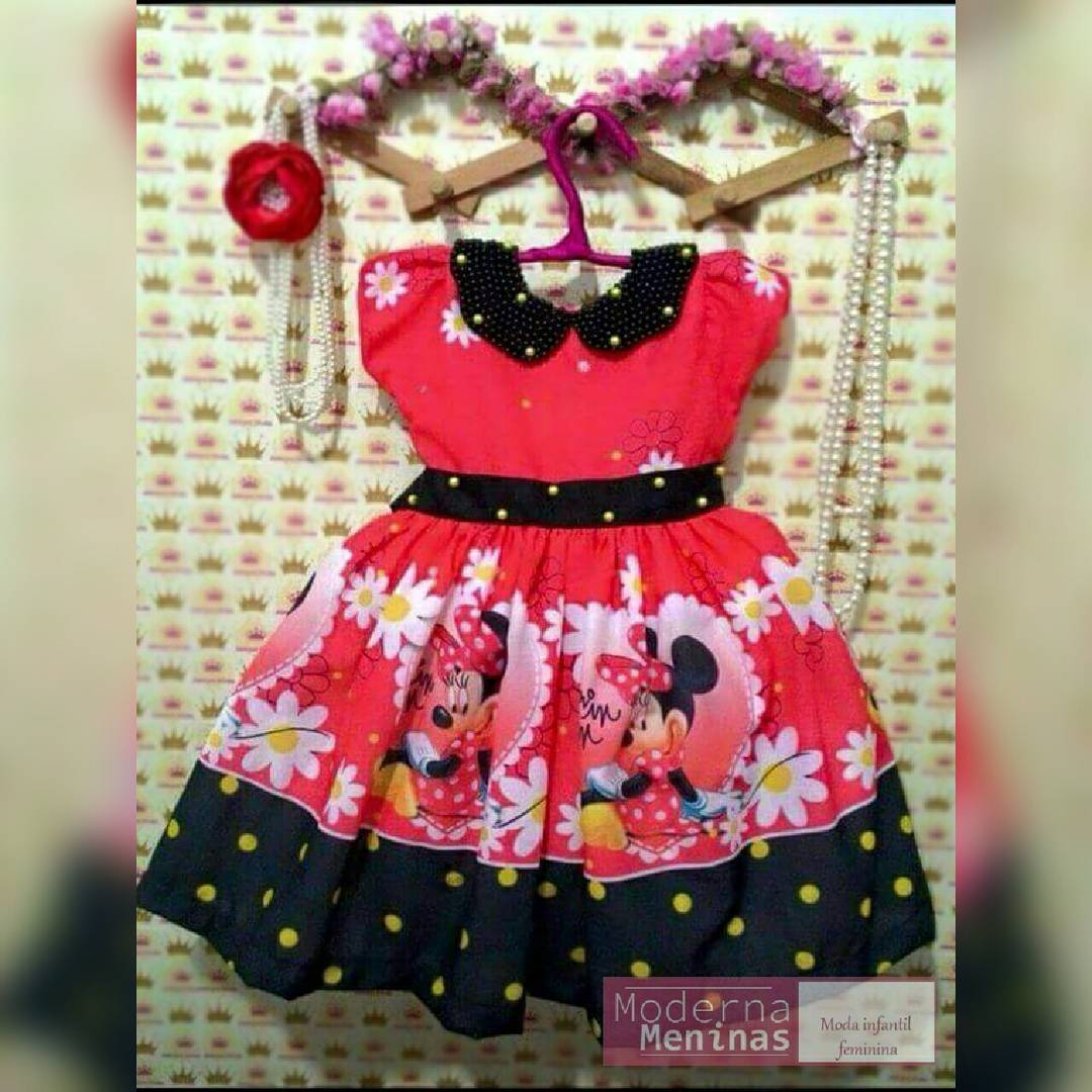 Vestido festa infantil da Minnie vermelha da Moderna Meninas