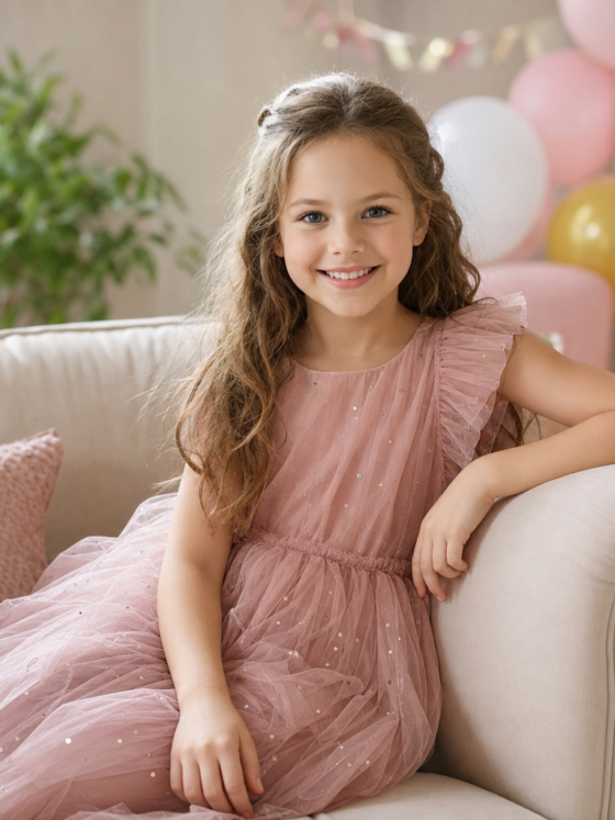 Vestido infantil para fotos de aniversário em casa: beleza sem desconforto