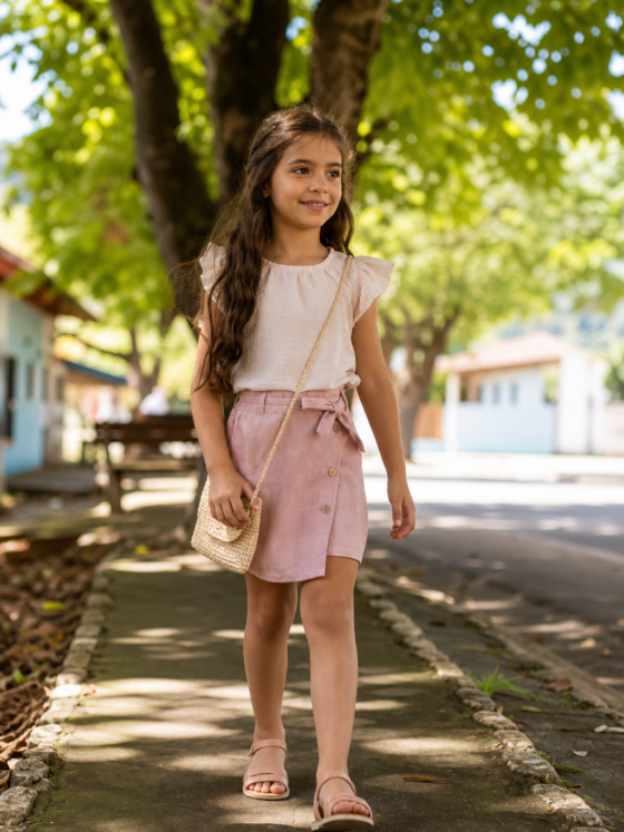 Conjunto infantil feminino para passeio em Terezópolis de Goiás: conforto e combinações