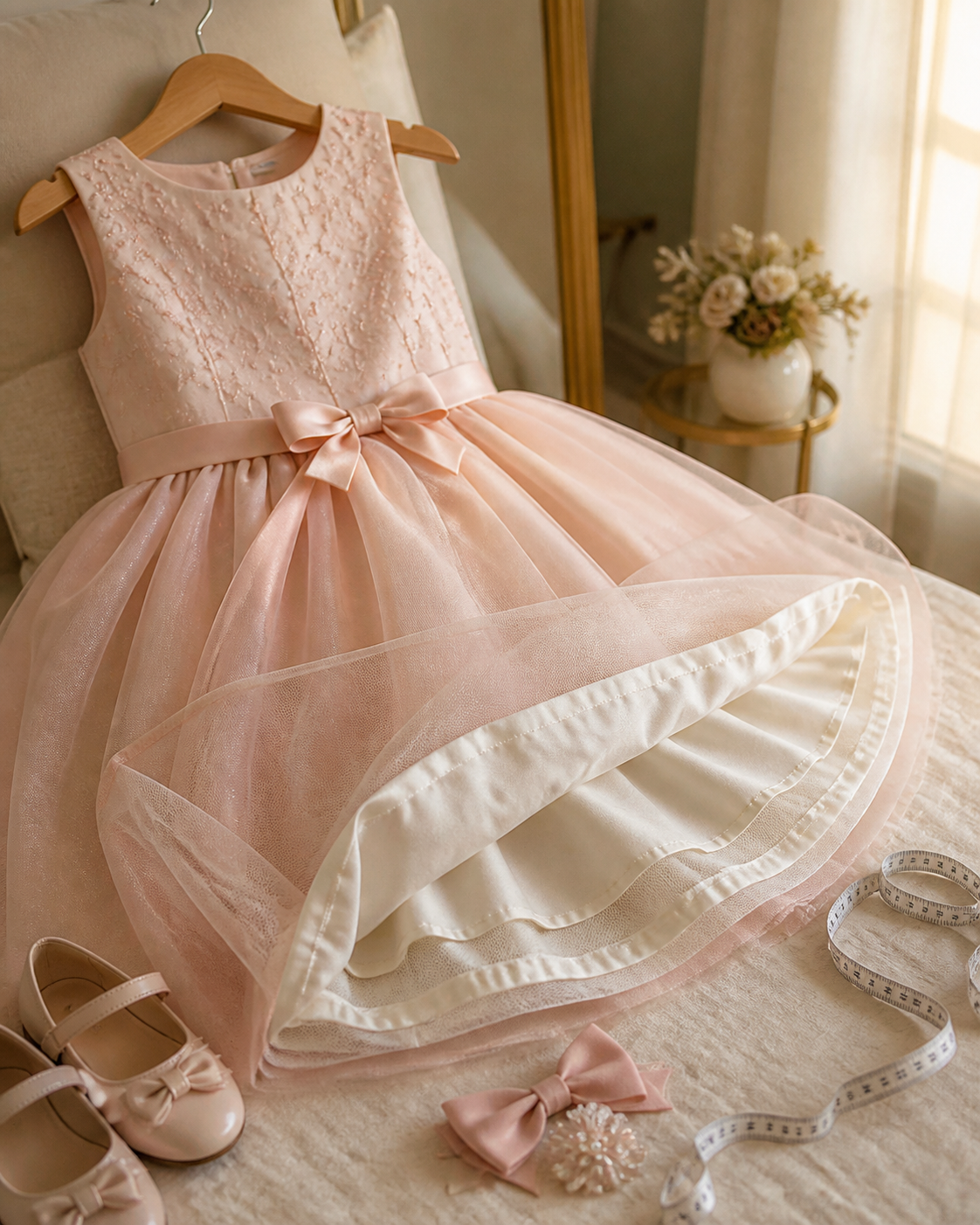 Detalhes de tecido e ajuste de vestido infantil para aniversário em Corumbá de Goiás