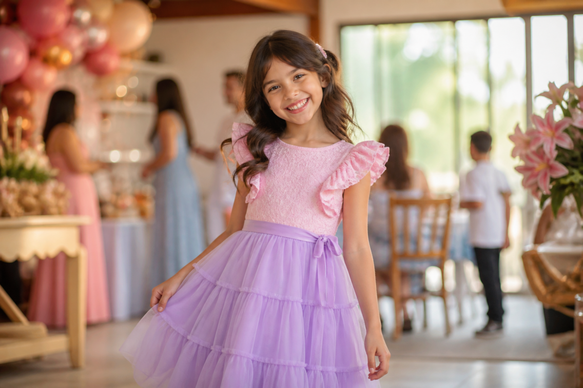 Look infantil feminino para aniversário no Jardim América Oeste, Goiânia: ideias com conforto