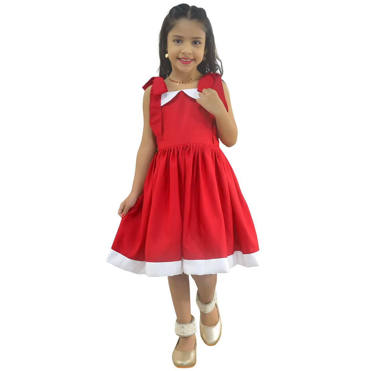 Vestido infantil vermelho de festa da loja Moderna Meninas