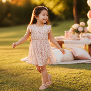 Vestido infantil para festa no condomínio: conforto para salão, parquinho e fotos
