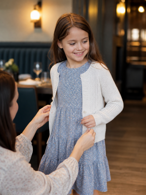 Roupa infantil para jantar em família no restaurante: conforto, elegância e movimento