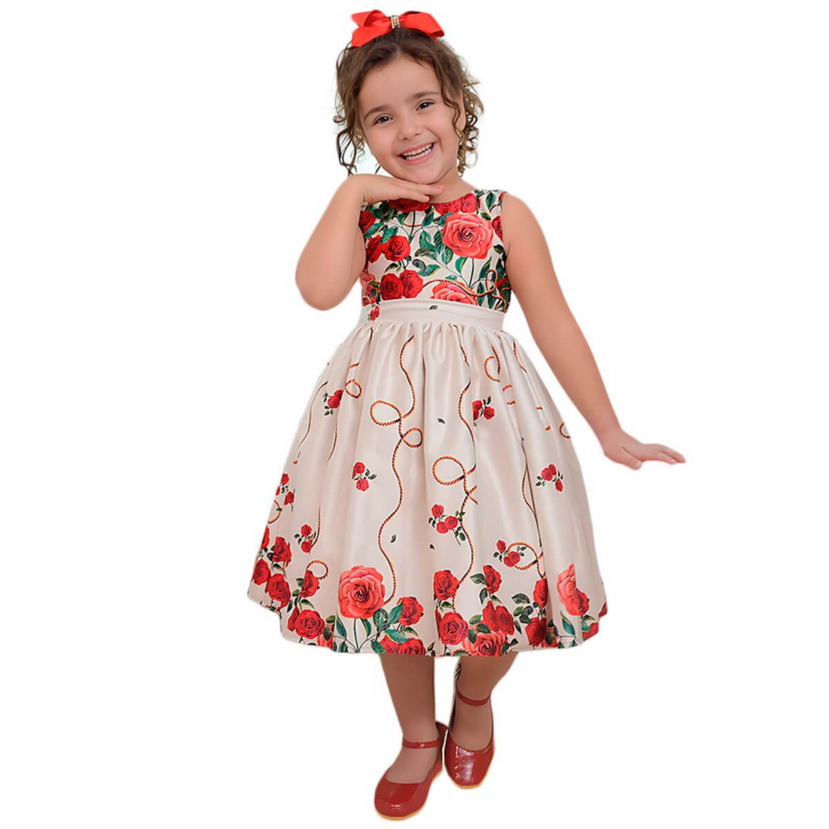 Vestido infantil floral real disponível na categoria de vestidos florais da Moderna Meninas