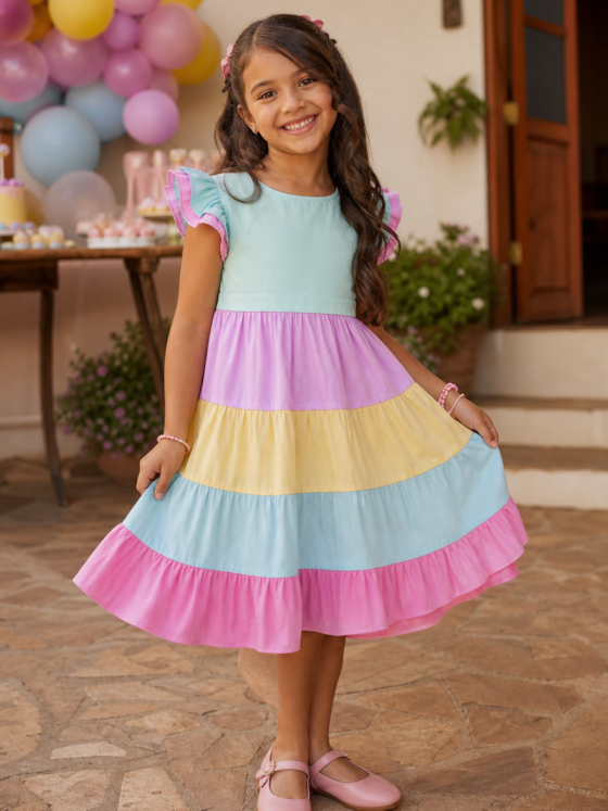 Vestido infantil para aniversário em Campo Limpo de Goiás: temas, tecidos e tamanhos