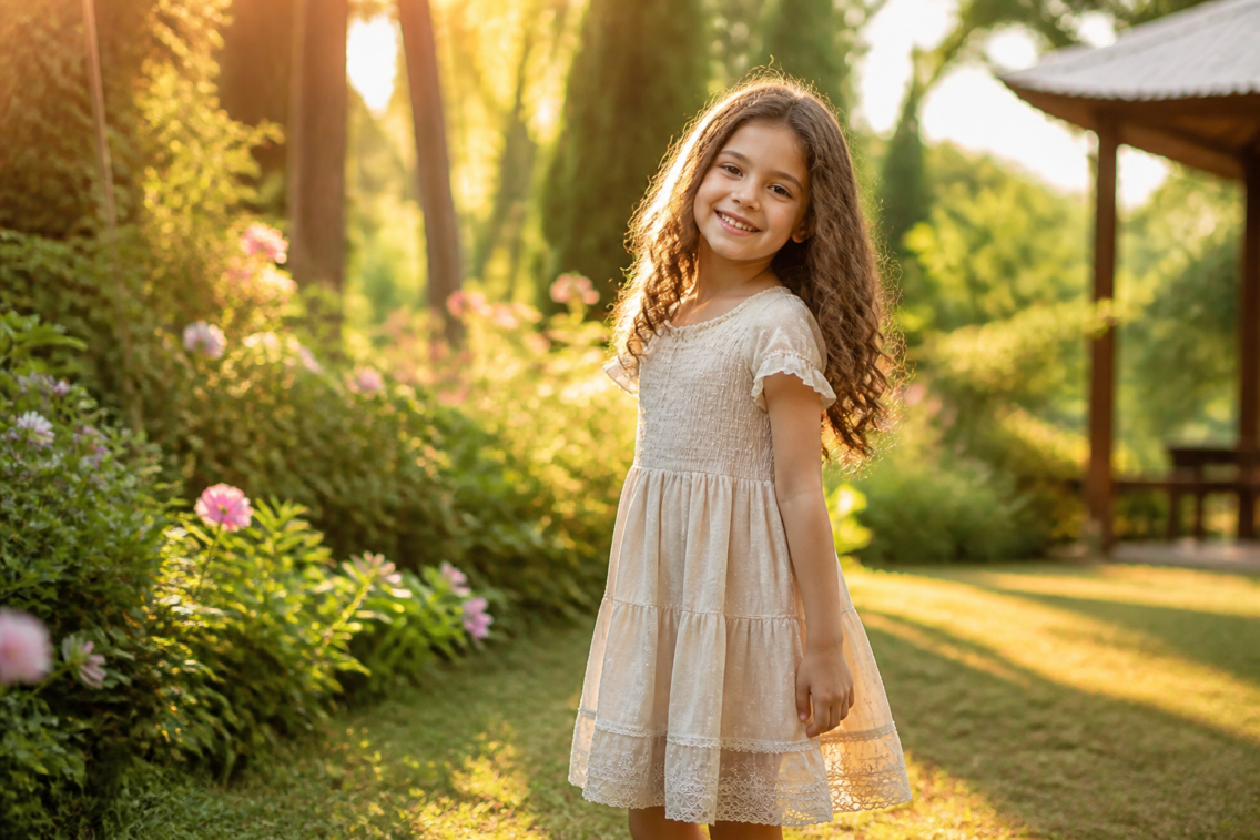 Vestido infantil para fotos de família: cores, conforto e caimento para retratos bonitos
