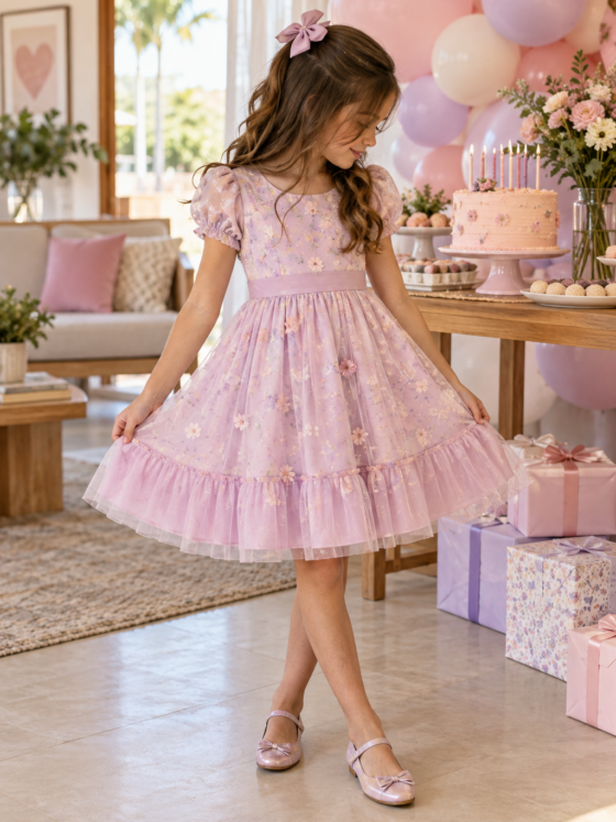 Look infantil feminino para aniversário no Jardim das Aroeiras, Goiânia: ideias com conforto