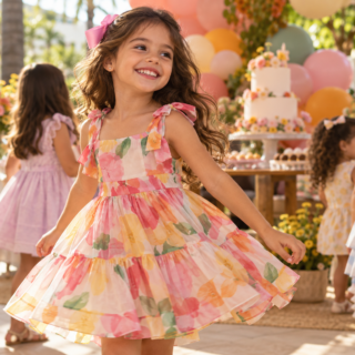 Vestido infantil para aniversário em Estrela do Norte: temas, conforto e tamanhos