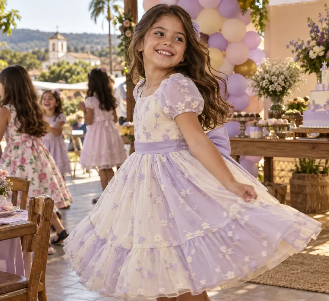 Vestido infantil para aniversário em Hidrolina: guia de escolha por idade, tecido e ocasião