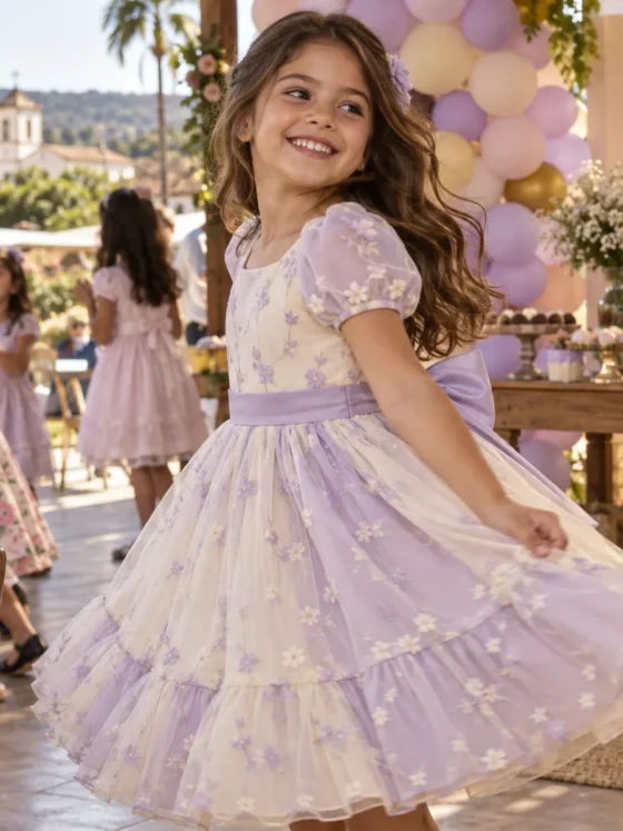 Vestido infantil para aniversário em Hidrolina: guia de escolha por idade, tecido e ocasião