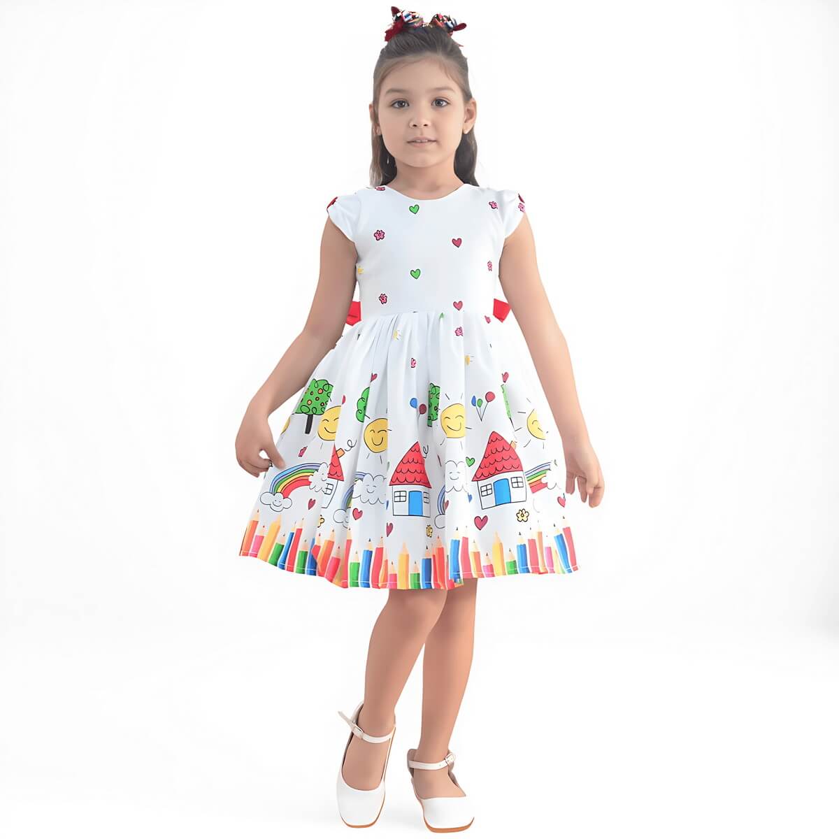 Vestido infantil vermelho para festa e formatura ABC