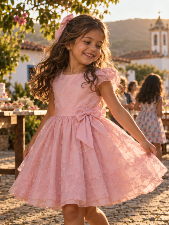 Vestido infantil para festa em Itajá: conforto, tecido e escolha por idade