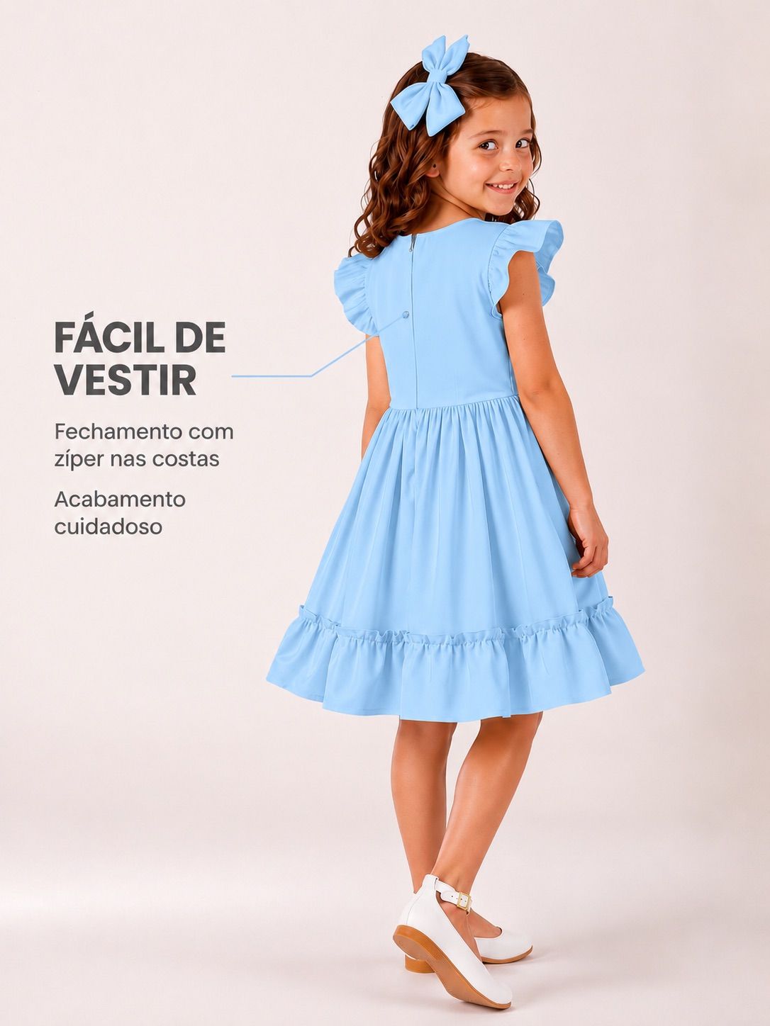 Detalhe de vestido infantil para festa e aniversário