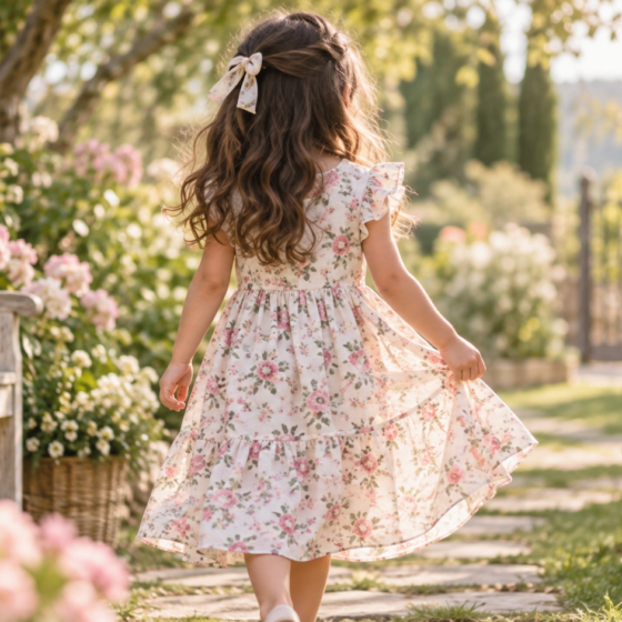 Vestido infantil para festa de primavera: flores, cores e conforto