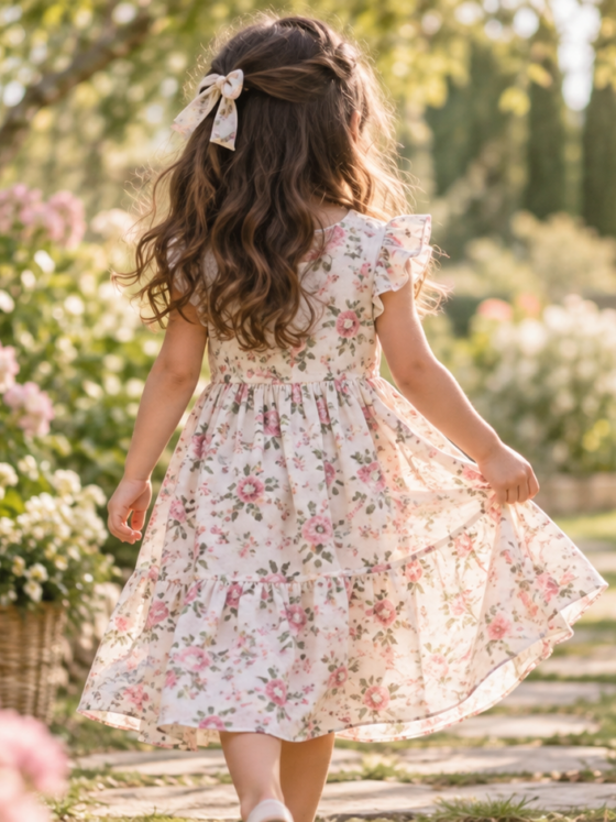 Vestido infantil para festa de primavera: flores, cores e conforto