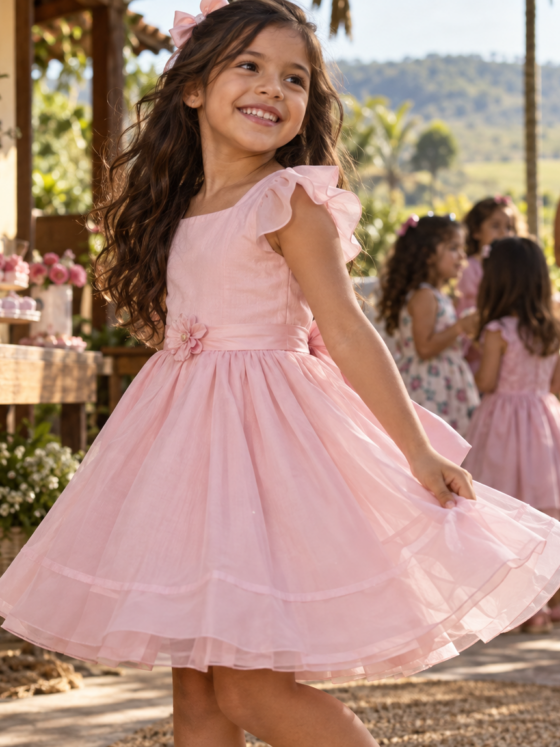 Vestido infantil para festa em São Luiz do Norte: conforto, tecido e escolha por idade