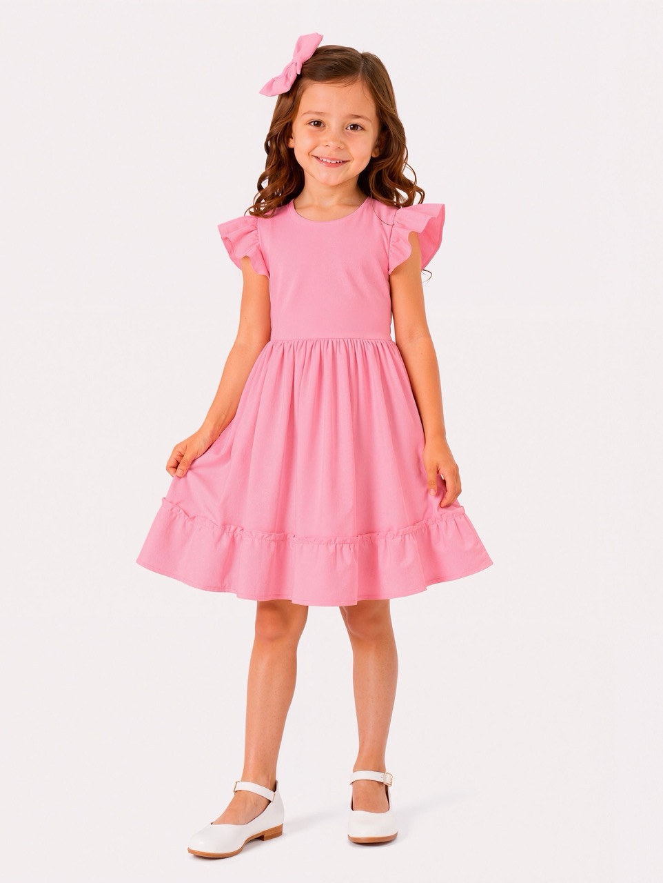 Vestido infantil rosa delicado para festa de aniversário