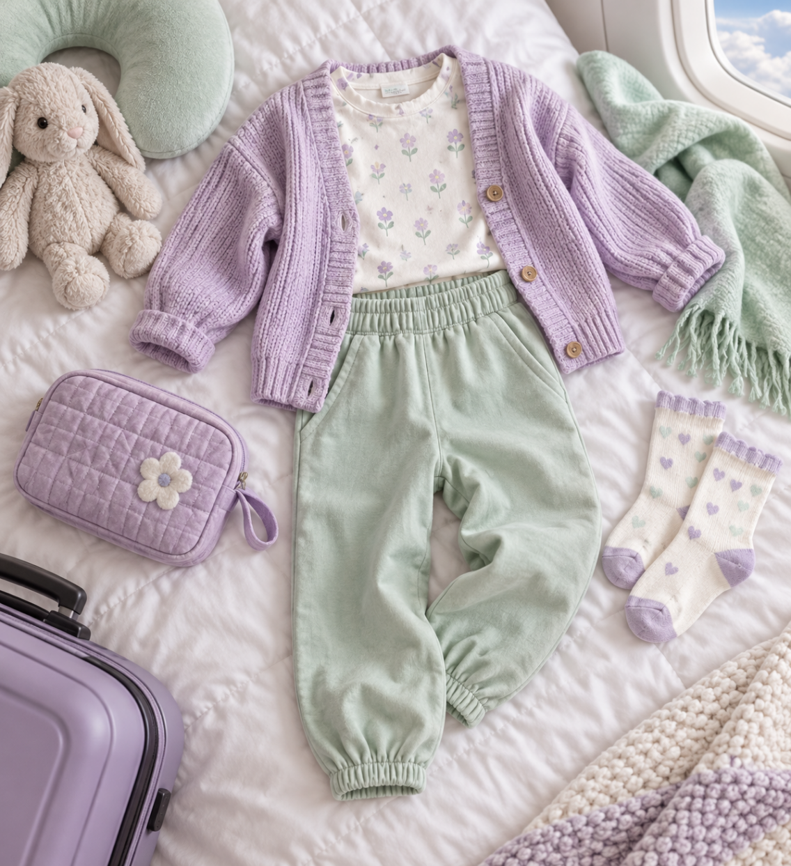 Roupa infantil para viajar de avião: conforto, camadas e praticidade