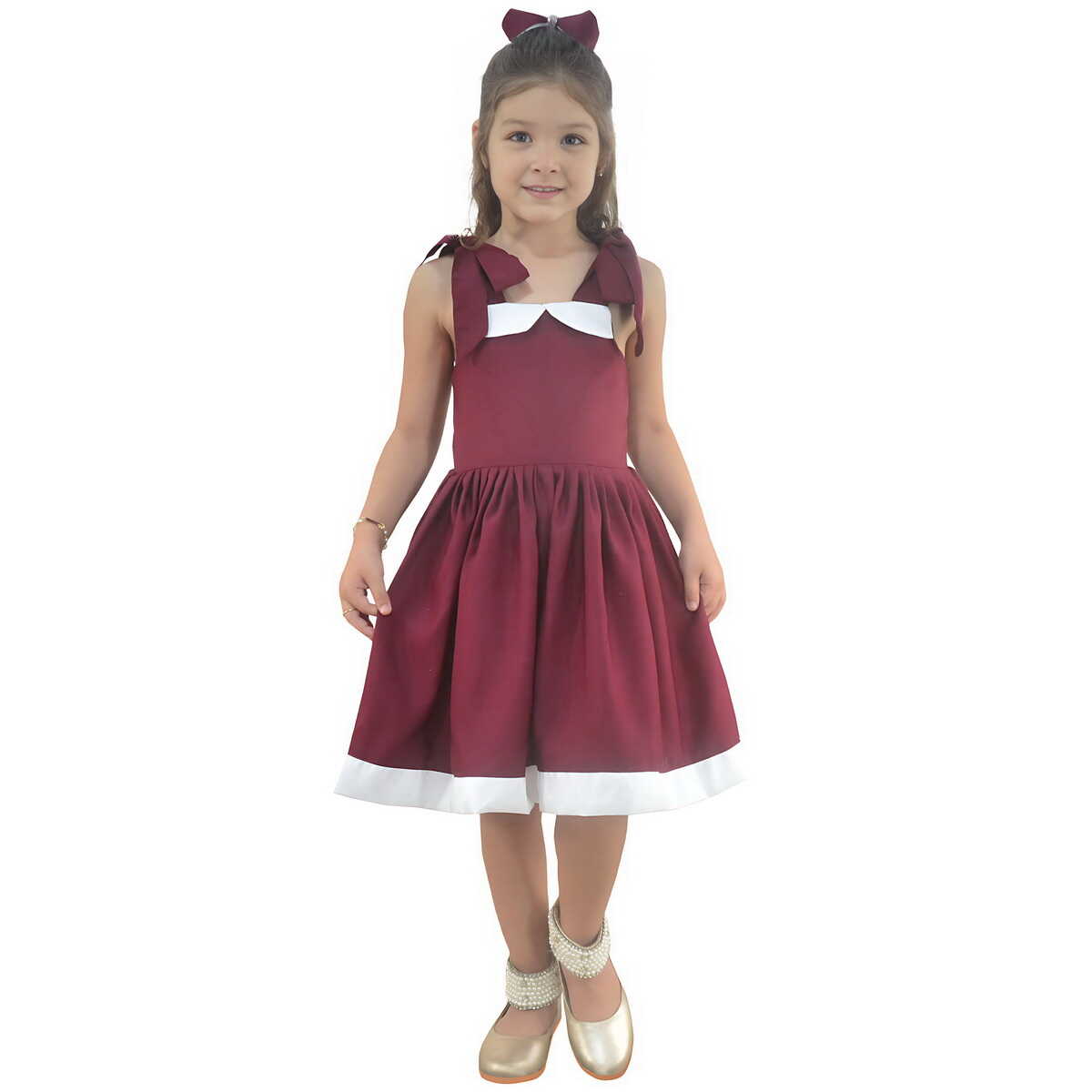 Vestido Infantil Festa em Marsala para Natal para Natal no Setor Garavelo