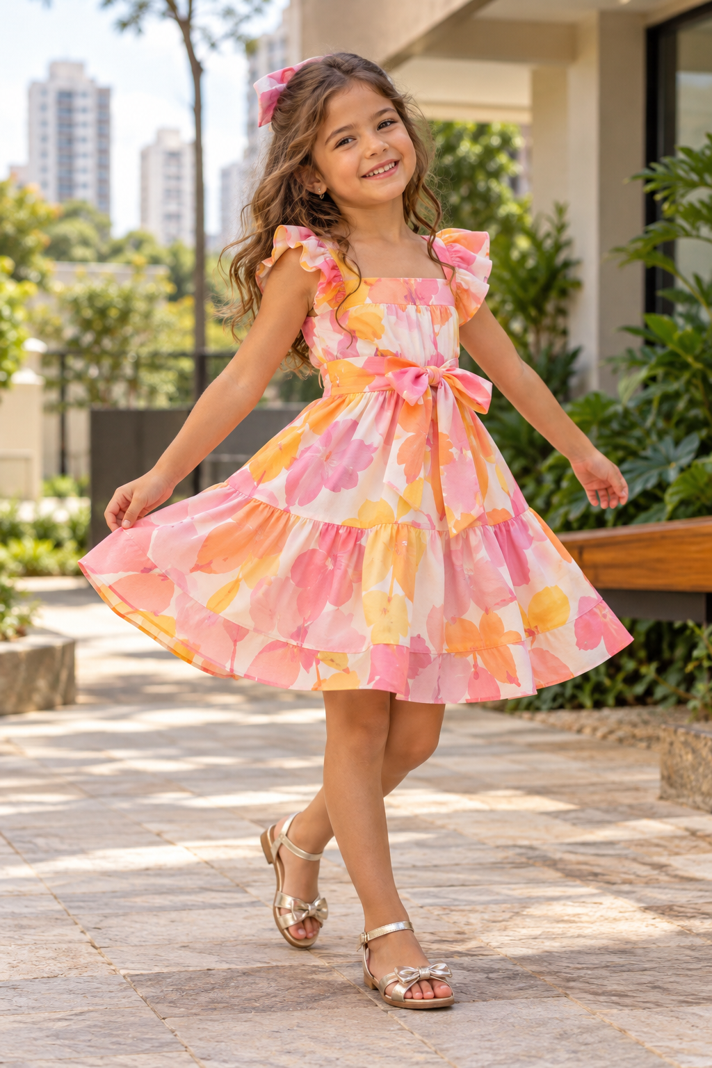 Menina usando look infantil feminino para aniversário no Setor Centro Oeste, Goiânia
