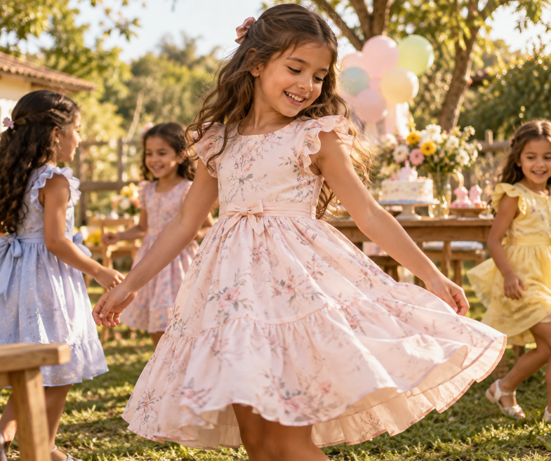 Vestido infantil para aniversário em Santa Fé de Goiás: modelos, conforto e escolha por idade